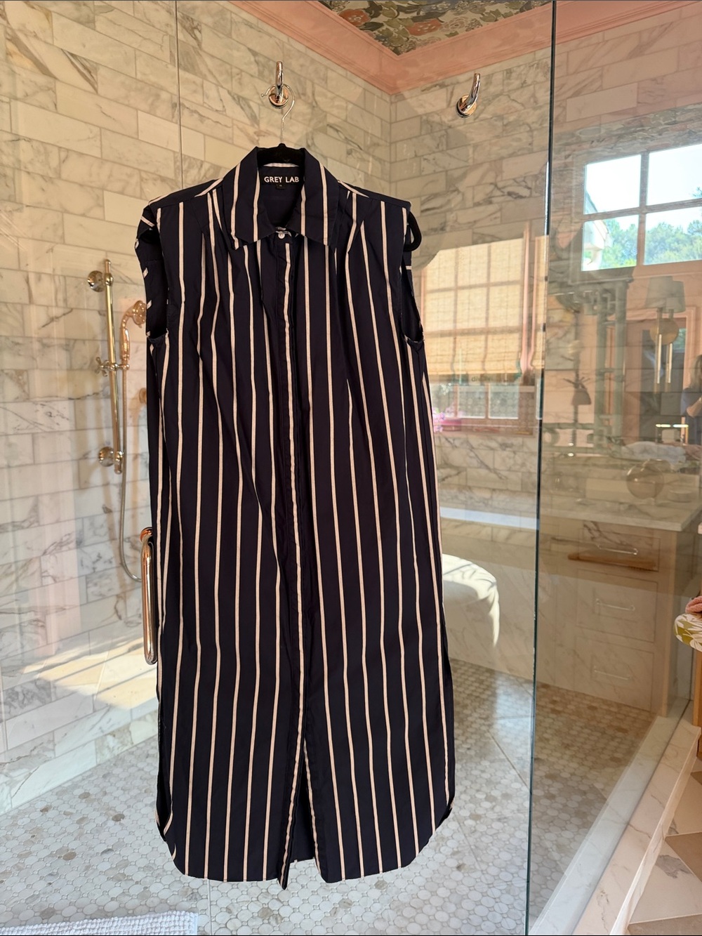 Navy/white striped dress